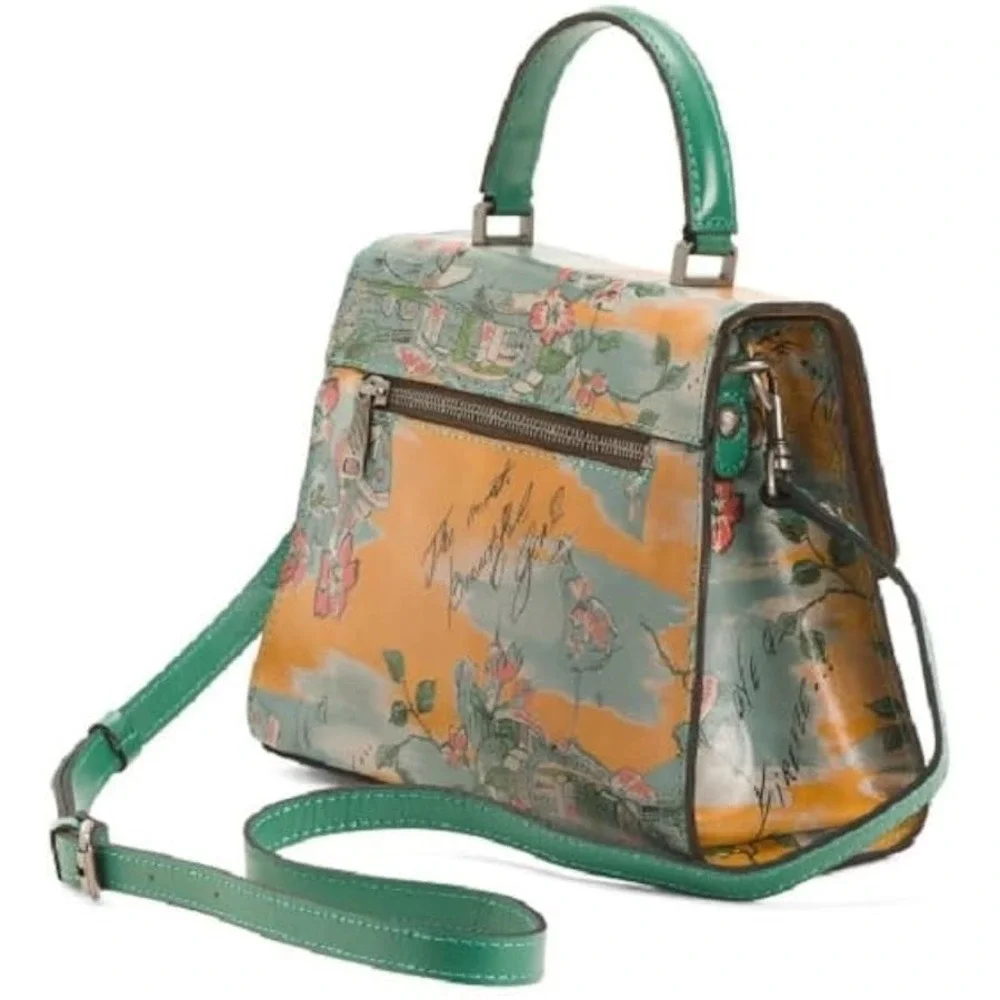 Patricia Nash Chauny Frame Satchel / Crossbody  Leather Floral  Bag NWT